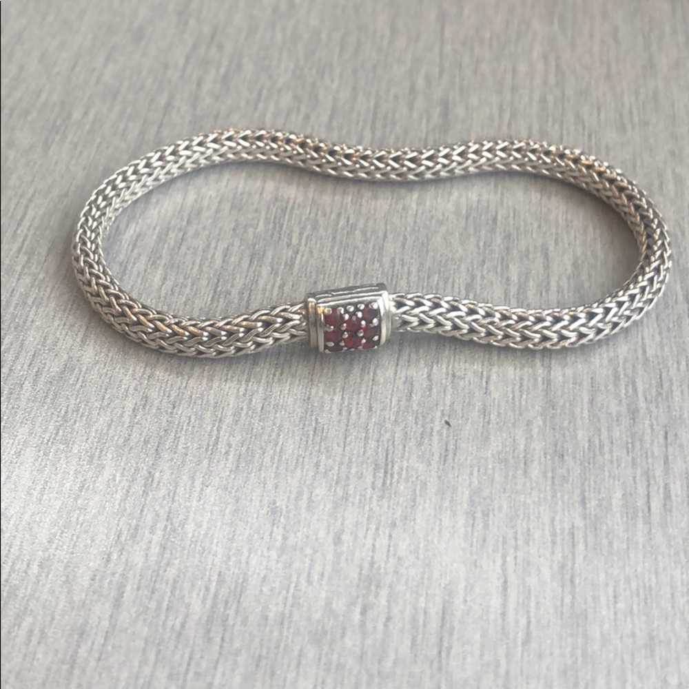 Ruby 6.5mm silver chain bracelet